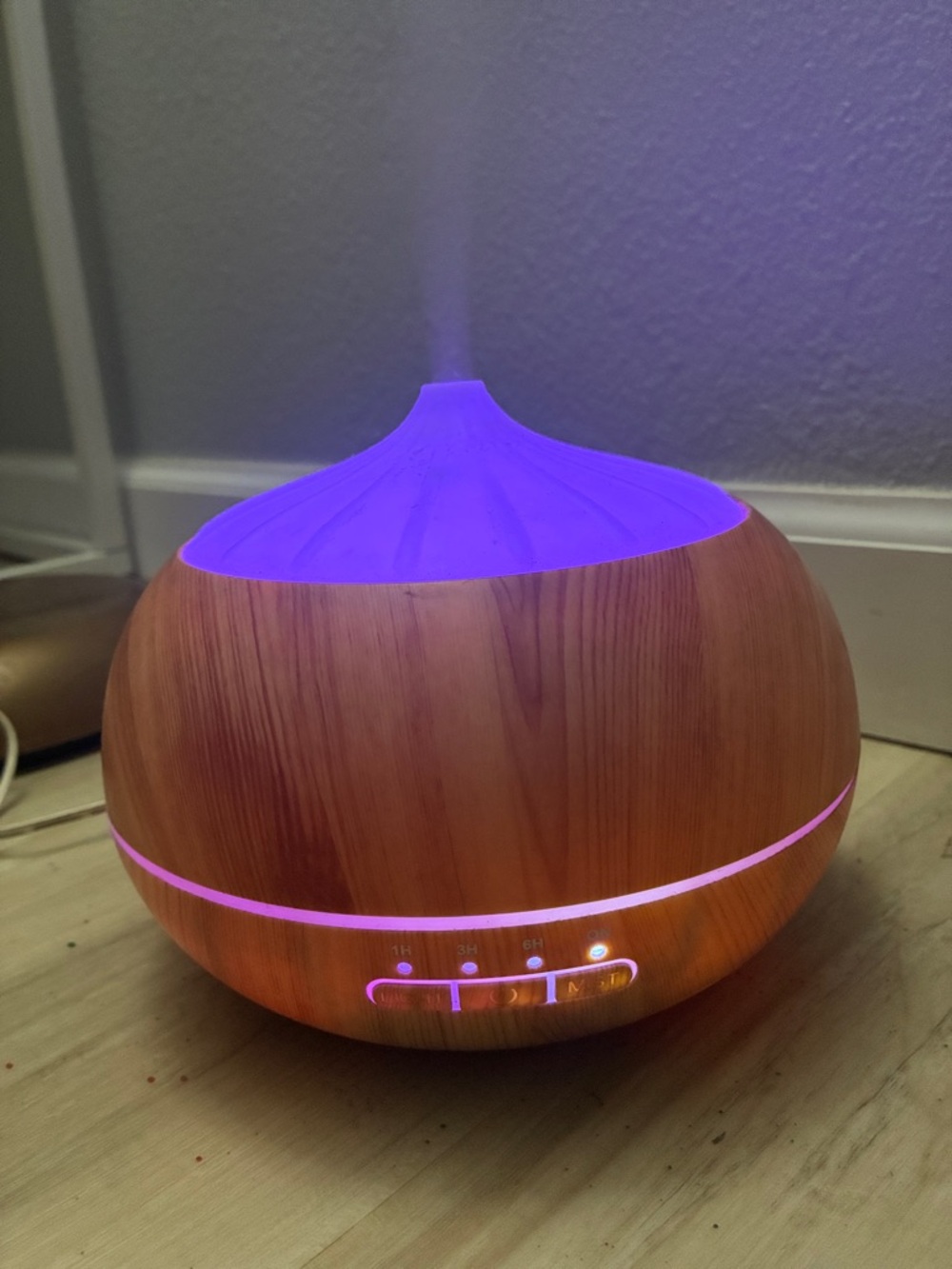 Wood Grain Ultrasonic Aromatherapy Diffuser with Blue LED